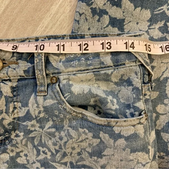Free People Blue Printed Floral Ankle Cotton Jeans size 28 - Picture 9 of 12